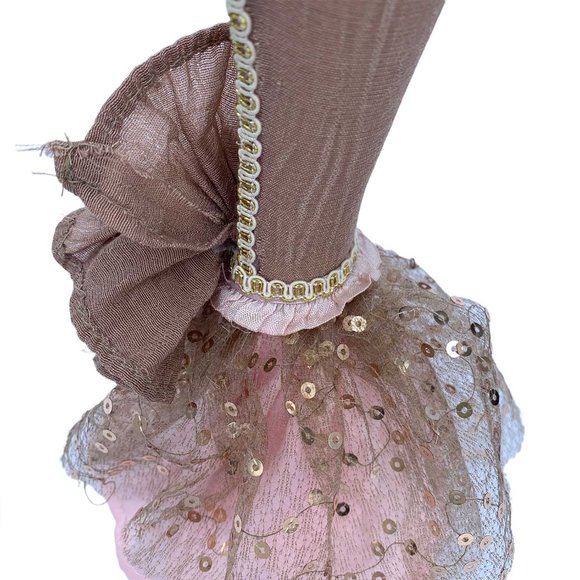 Doll Jewelry Stand Mermaid Trumpet Sequin Sparkly Golden Tan Light Pink Dress - Picture 9 of 11